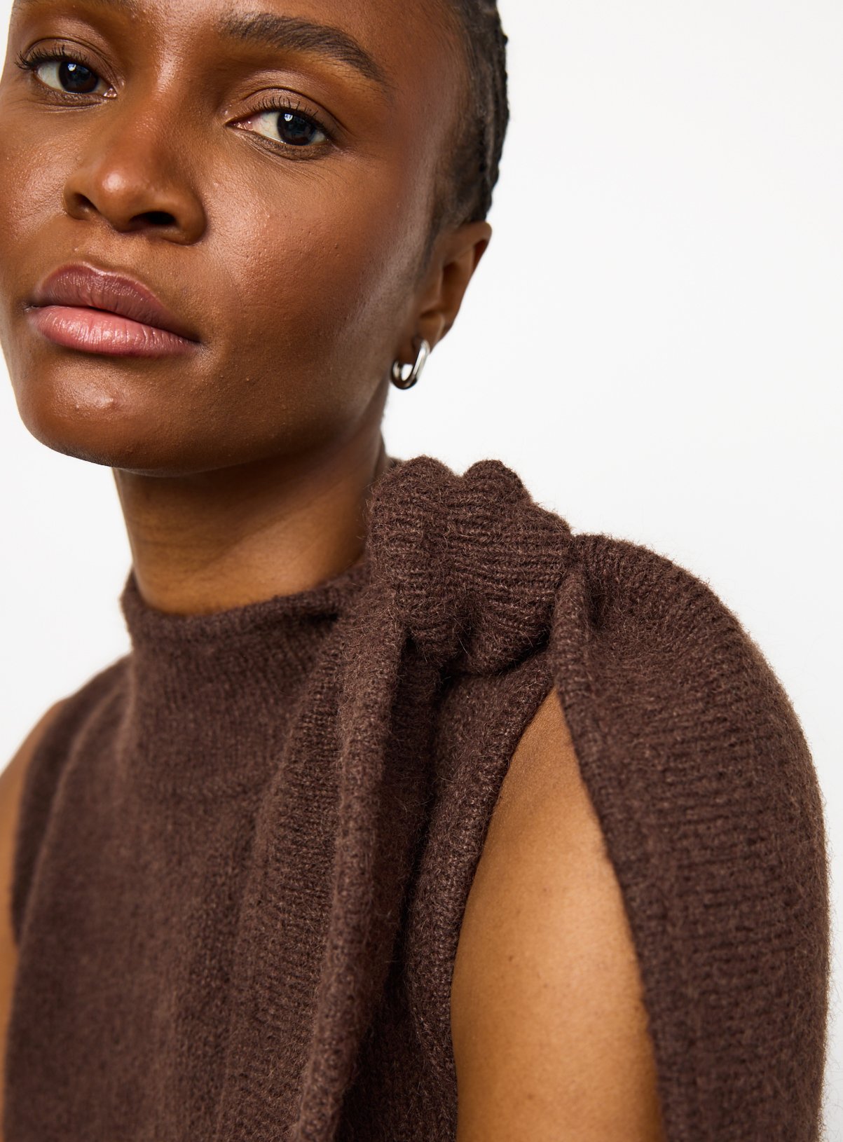 Brown Scarf Vest Knit Top 24 - Image 2 thumbnail